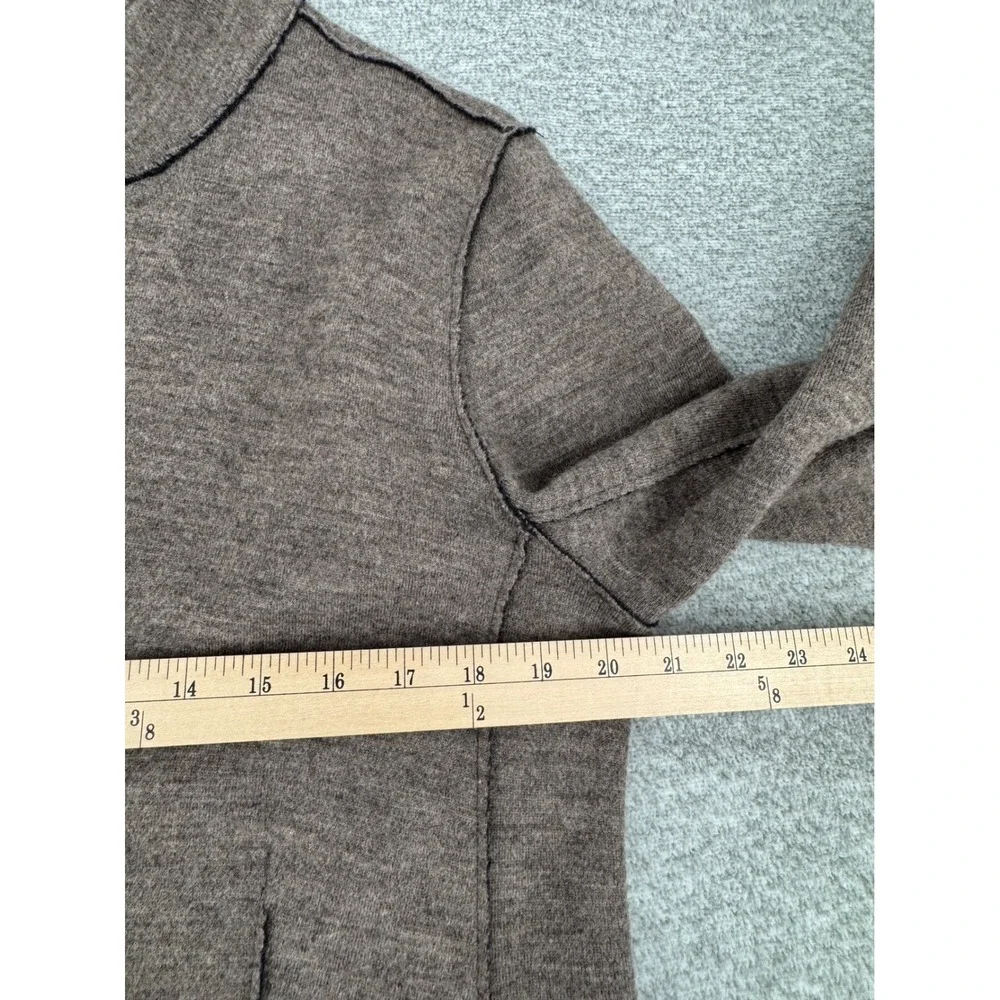 Eileen Fisher Merino Wool Jacket Brown Stand Collar Front Pockets Size Large